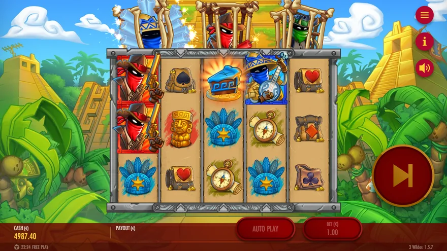 3 Wildos blue Scatter triggers Bonus Game