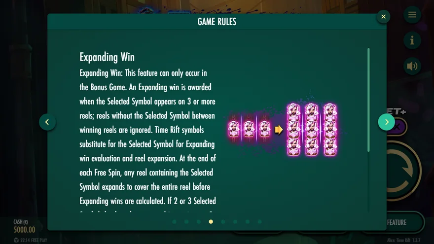 Alice Time Rift Expanding Win rules