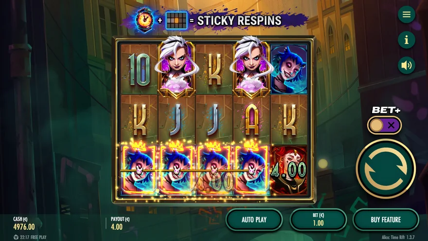 Alice Time Rift four symbol line win