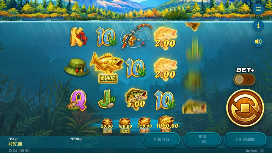 Bass Hunter Cash Fish and Minor jackpot