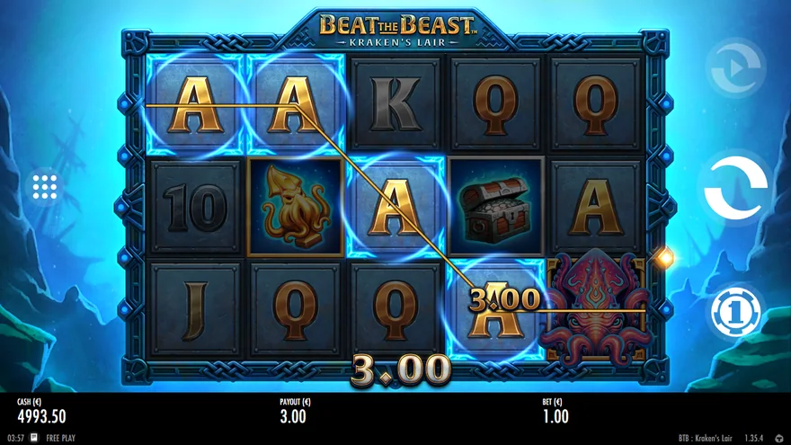 Kraken's Lair four aces on line 8