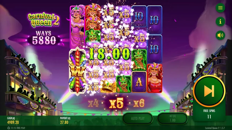 Carnival Queen 2 exploding wild free spins