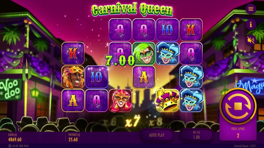 Carnival Queen free spins x7 multiplier