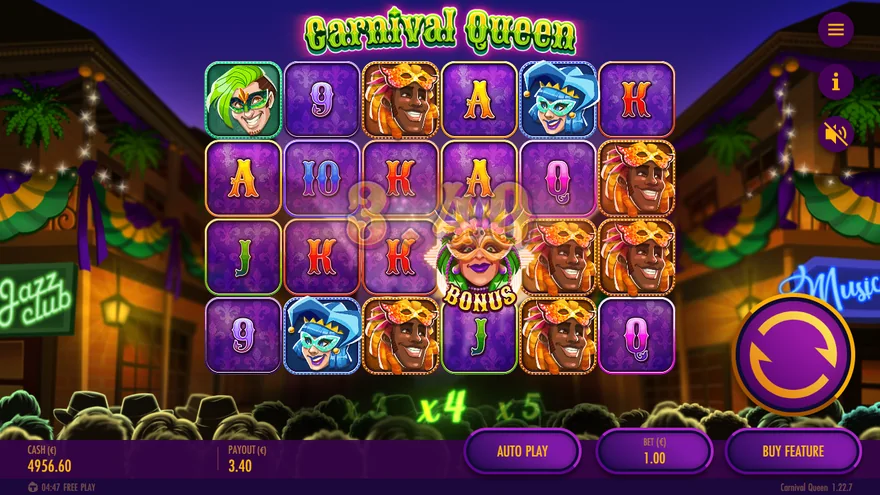 Carnival Queen BONUS scatter in base game