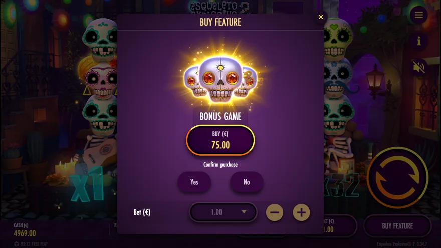 Esqueleto Explosivo 2 bonus buy 75x dialog