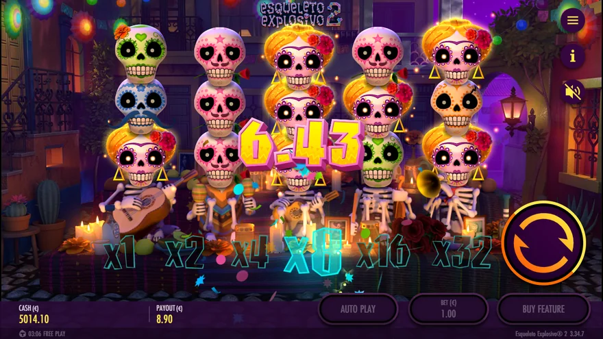 Esqueleto Explosivo 2 high pay skull symbols