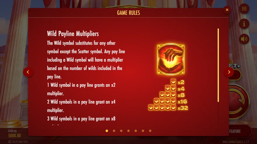 Midas Golden Touch 3 wild payline multipliers