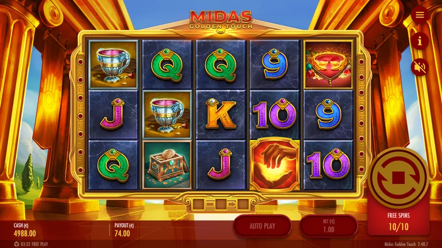 Midas Golden Touch free spins gold columns