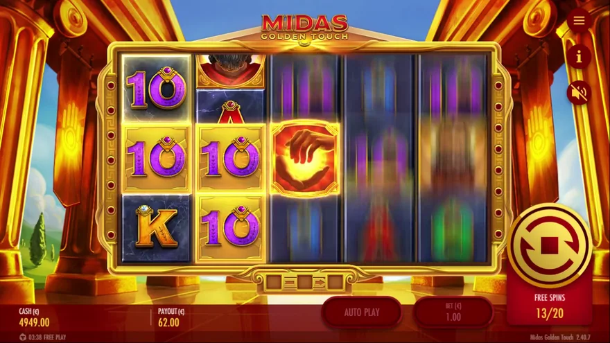 Midas Golden Touch sticky respin locked symbols