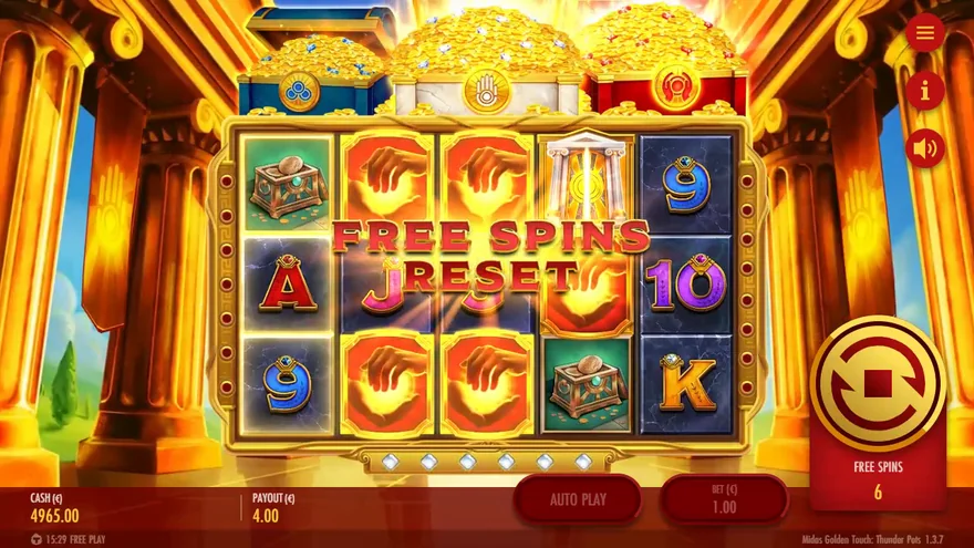 Midas Thunder Pots free spins reset chests