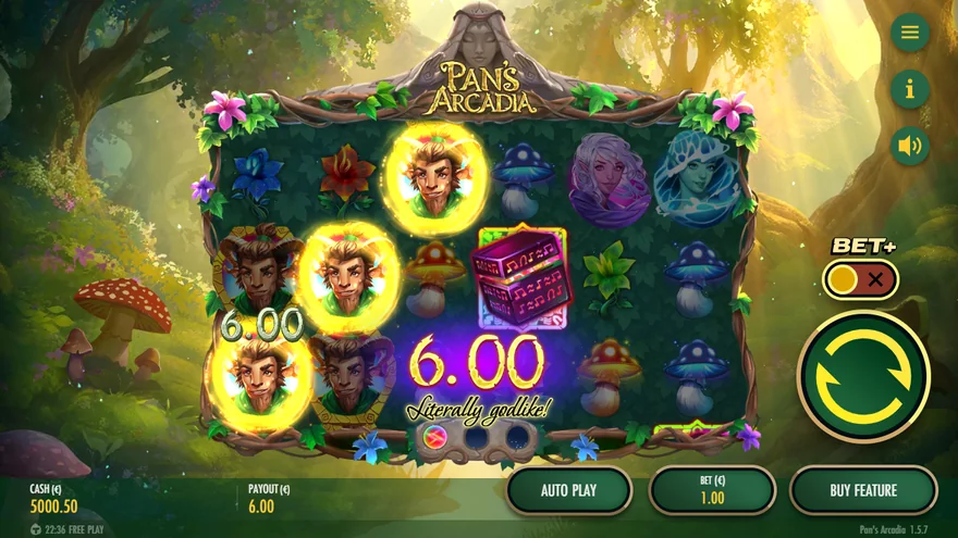 Pan's Arcadia three Pan symbols win