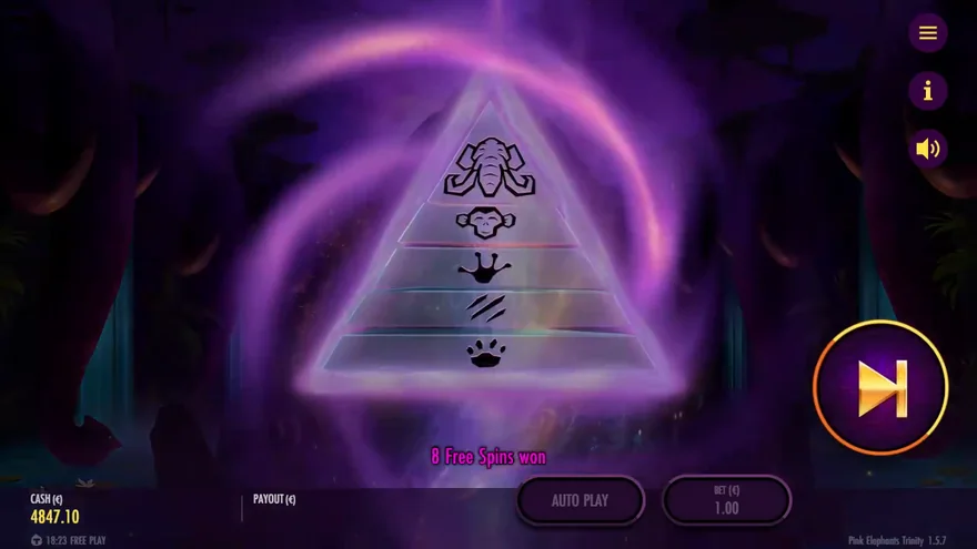 Pink Elephants Trinity bonus level pyramid