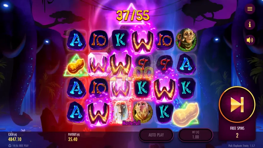 Pink Elephants Trinity Wilds in free spins