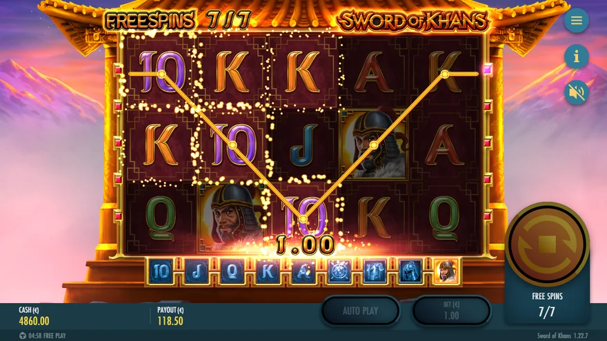 Sword of Khans free spins symbol bar