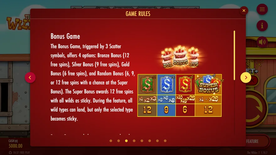 The Wildos 2 free spins tier table