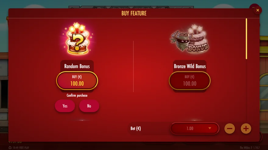 The Wildos 2 buy feature menu