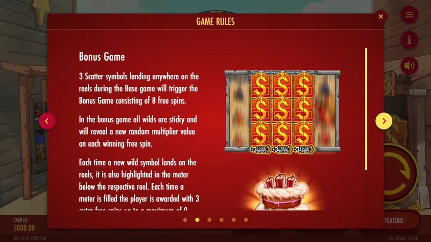The Wildos Bonus Game sticky wilds rules