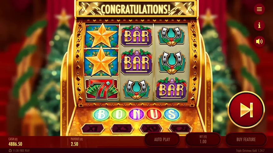 Triple Christmas Gold BONUS meter fully lit