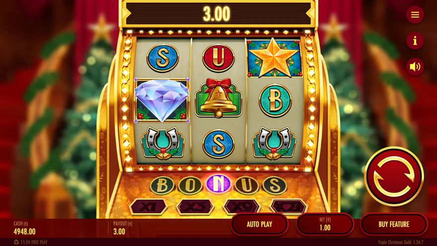 Triple Christmas Gold holly symbols and wild
