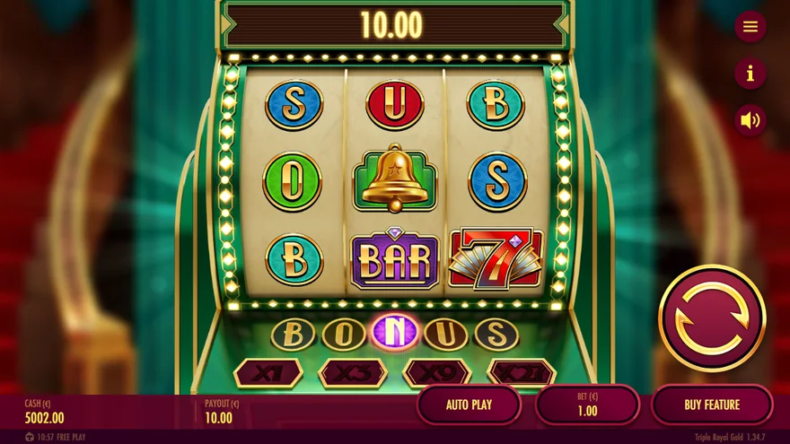 Triple Royal Gold N bonus token lit