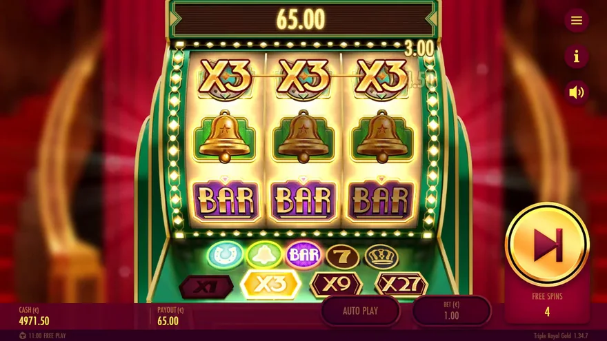 Triple Royal Gold x3 free spins win