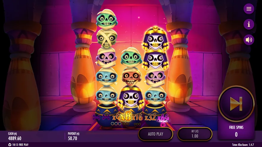 Tutan Kha-boom free spins x64 locked