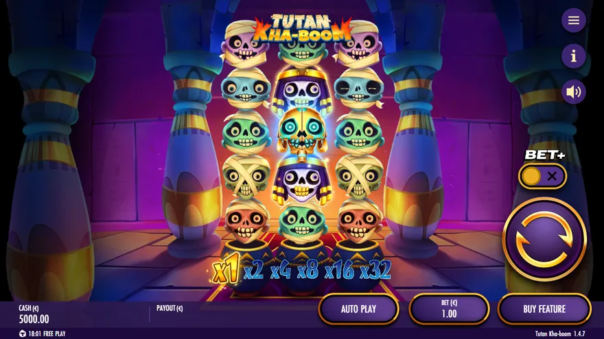 Tutan Kha-boom slot demo by Thunderkick