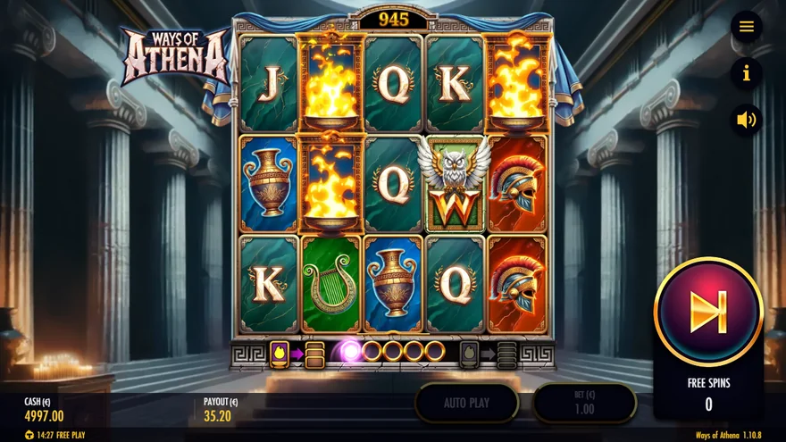 Ways of Athena free spins round end