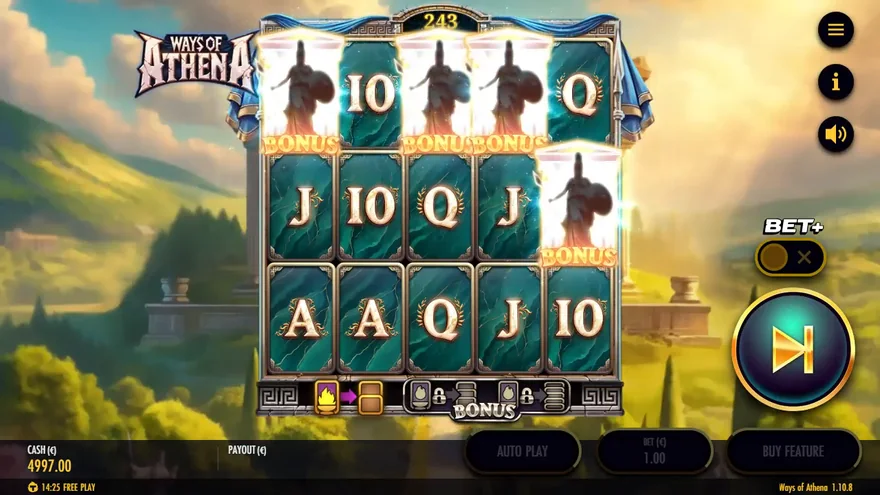Ways of Athena four Bonus symbols trigger